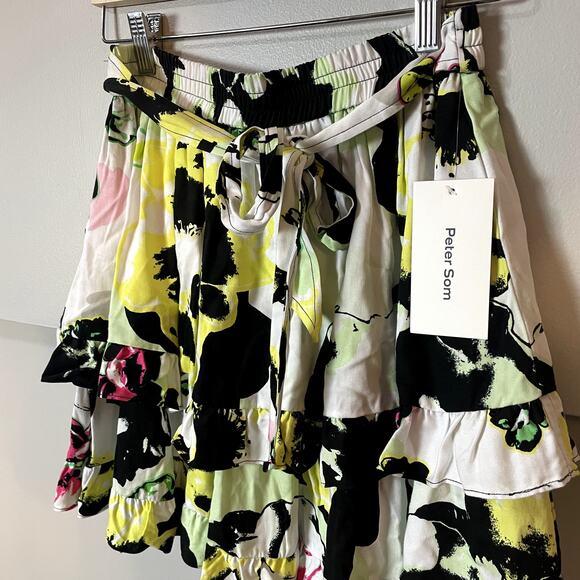 NWT Peter Som x ANTHROPOLOGIE Ruffled Mini Skirt Floral Size Small - Picture 7 of 15